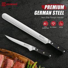 KEEMAKE Knife Set of 3pcs, 12 Inch Brisket Knife and 7 Inch Boning Knife with High Carbon Stainless Steel for Ham Cutting with ABS Handle