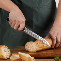 KEEMAKE-8 Inch Bread Knife G10 Handle 67 Layers Damascus Steel Kitchen Knife with Gift Box