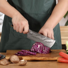 KEEMAKE-7 Inch Nakiri Knife G10 Handle 67 Layers Damascus Steel Kitchen Knife with Gift Box