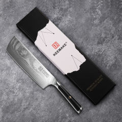 KEEMAKE-7 Inch Nakiri Knife G10 Handle 67 Layers Damascus Steel Kitchen Knife with Gift Box