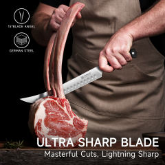 KEEMAKE 10 Inch Butcher Knife - Meat Carving Knife Brisket Slicing Knife Razor Sharp German Steel with Full Tang Design Ergonomic Handle for BBQ Roasts Ribs Ham
