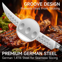 KEEMAKE 10 Inch Butcher Knife - Meat Carving Knife Brisket Slicing Knife Razor Sharp German Steel with Full Tang Design Ergonomic Handle for BBQ Roasts Ribs Ham