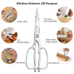 8.5 Inch Heavy Duty Detachable Stainless Steel Kitchen Scissors for Poultry Cooking and Jars Opening Kitchen Accessories for Home Use