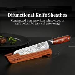 KEEMAKE Kiritsuke Chef Knife, 8 Inch Damascus Japanese Kitchen Knife with Ergonomic Pakkawood Handle, Ultra Sharp Non-Slip Cooking Knife with Ash Sheath
