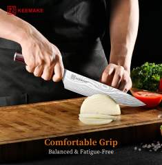 KEEMAKE 3 Pieces Knife Set, High Carbon Stainless Steel Chef Knives Sets with Ergonomic Pakkawood Handle, Professional Ultra Sharp Kitchen Knife Sets, Father Day Gifts