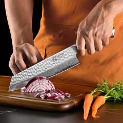 KEEMAKE Kiritsuke Chef Knife, 8 Inch Damascus Japanese Kitchen Knife with Ergonomic Pakkawood Handle, Ultra Sharp Non-Slip Cooking Knife with Ash Sheath