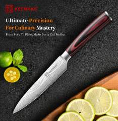 KEEMAKE 5 Inch Paring Knife - Ultra Sharp High Carbon Stainless Steel, Tomato Knife for Fruit Cutting & Peeling with Ergonomic Utility Handle