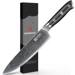 KEEMAKE 8 Inch Japanese Damascus Chef Knife, VG 10 Steel Ultra sharp, 67-Layer Forged Steel Blade with 12–15° Edge, Full-Tang G10 Handle and Balanced Control for Meat, Vegetables and Fruit