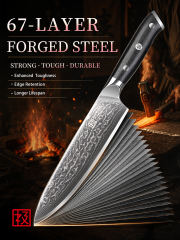 KEEMAKE 8 Inch Japanese Damascus Chef Knife, VG 10 Steel Ultra sharp, 67-Layer Forged Steel Blade with 12–15° Edge, Full-Tang G10 Handle and Balanced Control for Meat, Vegetables and Fruit