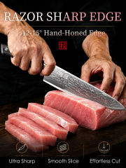 KEEMAKE 8 Inch Japanese Damascus Chef Knife, VG 10 Steel Ultra sharp, 67-Layer Forged Steel Blade with 12–15° Edge, Full-Tang G10 Handle and Balanced Control for Meat, Vegetables and Fruit