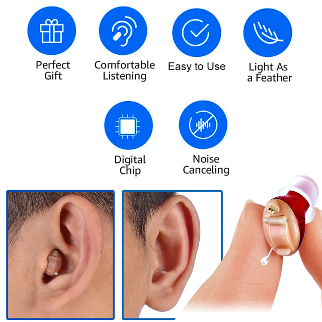 A Pair Cic Digital Hearing Aids Amplifier Invisible in Canal Ear Mini Hearing Sound Enhancer Noise Cancelling Personal Sound Voice Hearing Amplifier
