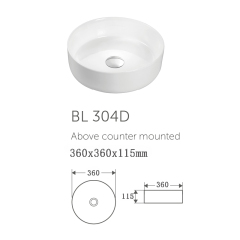 Round shape ceramic bathroom sink hotel wash sink basin bassin