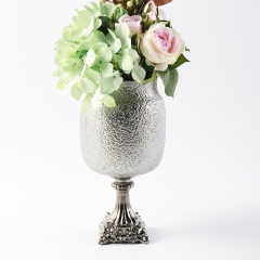 Modern European Ceramic Vase Round Shape Silver Luxury Flower Vase Tabletop Vase Home Restaurant Wedding Hotel Decoration