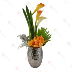 Cymbidium and Calla Lily with ceramic pot