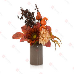 Sunflower and Dahlia with gray ceramic Pot Christmas