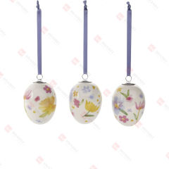 3 ASST, DOLOMITE EGG ORNAMENT
W/ FLOWER DECAL