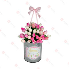 METAL HANGING FLOWER WALL DECO WITH TULIPS