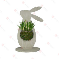 WOOD BUNNY WITH
WIRE PLANT HOLDER AND ARTIFICIAL FLOWER