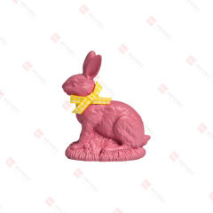 SM RESIN CHOCOLATE RABBIT W/ RIBBON