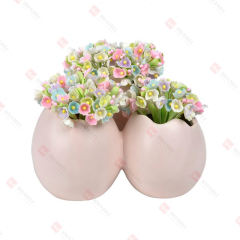 DOLOMITE EGGSHELL VASE W/ ARTIFICIAL FLOWER
