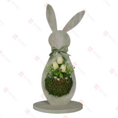 WOOD BUNNY WITH
WIRE PLANT HOLDER AND ARTIFICIAL FLOWER
