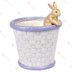 DOLOMITE SUGAR BASKET WITH RABBIT