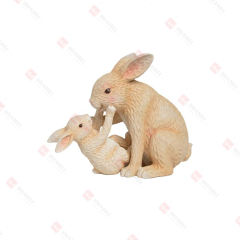 RESIN BUNNY BABY PLAYING WITH MOM TABLE DECO