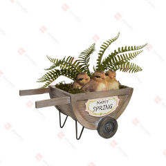 RESIN WHEELBARROW WITH ARTIFICIAL FERNS