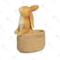 RESIN BUNNY IN A BASKET