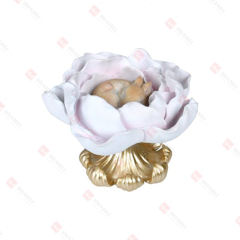 RESIN SLEEPING BUNNY IN PEONY W/BASE