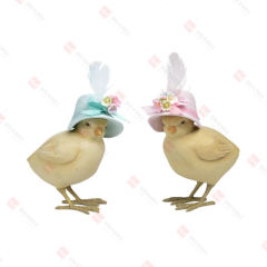 2 ASST., RESIN FLOCKED EASTER
BONNET PEEPS