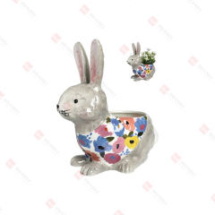 DOLOMITE SITTING BUNNY PLANTER W/ DECAL SHIRT