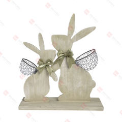 WOOD BUNNIES WITH
WIRE PLANT HOLDER