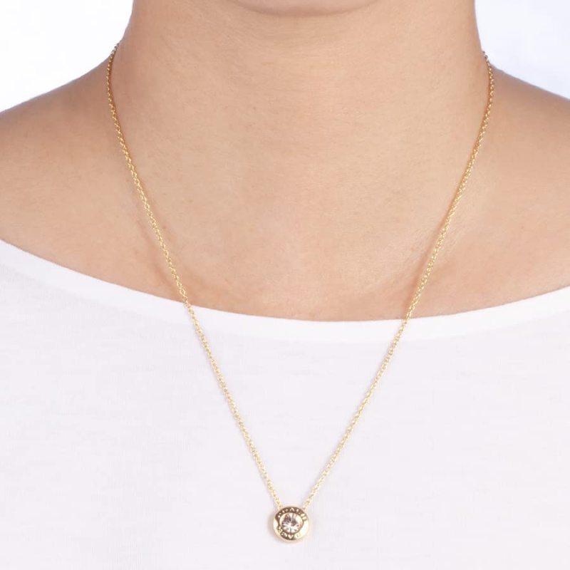 Circle Logo Charm Necklace gold-tone