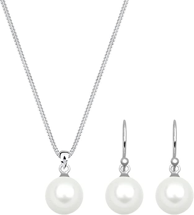 AJIDOU Ladies 925 Sterling Silver Freshwater Pearl Necklace White
