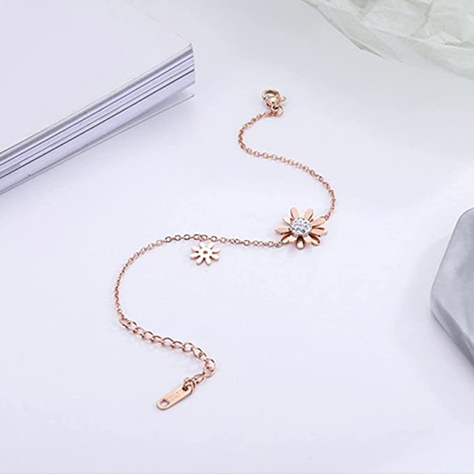 AJIDOU Stainless Steel Anklet Rose Gold Beach Ankle Bracelet Adjustable Chain Foot Jewelry Summer Jewelry