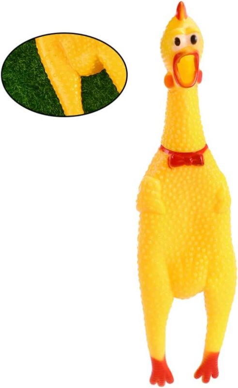 Pack of 6 Yellow Squeeze Squeaky Chicken Prank Novelty Toys Squeaky Chicken Toys