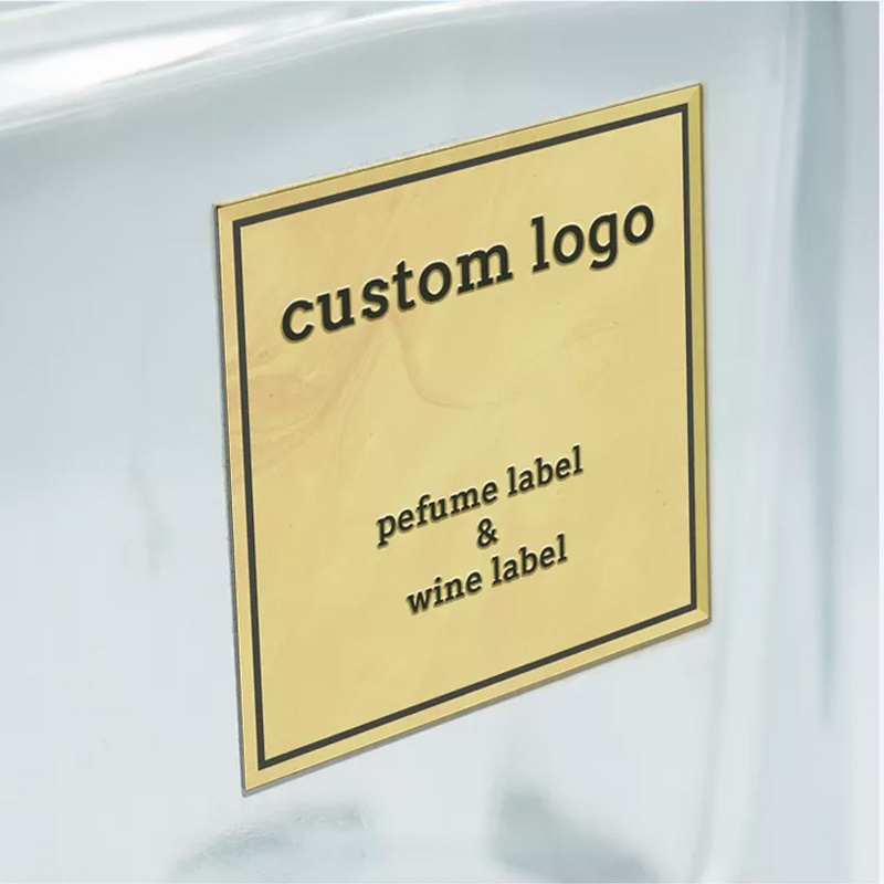 Customized gold 3D thin metal signs logo stickers Transparent metal Label stickers