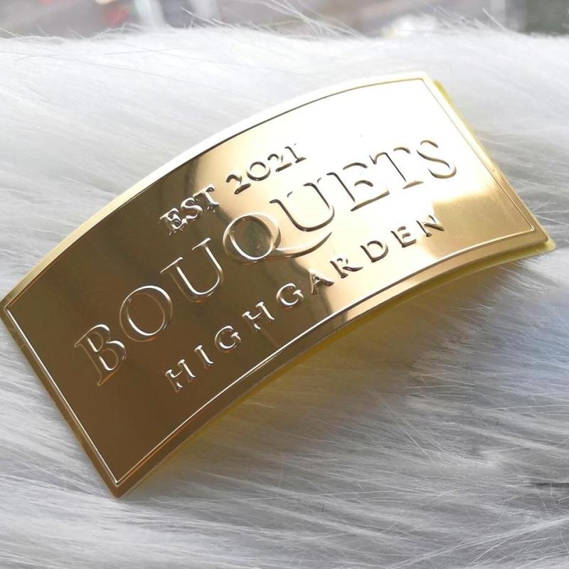 OEM Name Label Luxury Design Embossed Aluminum Metal Logo Sticker gold Candle Label Logo Perfume Sticker Custom