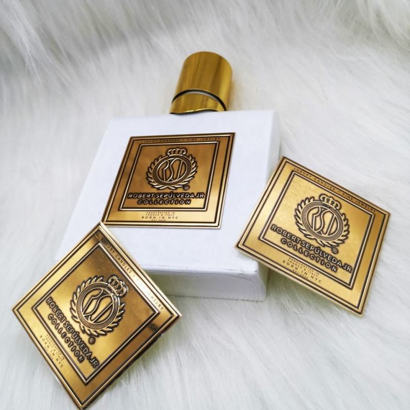 Customizable Taggets Perfume Bottle Packaging Design Stickers Metallic Gold Label Cosmetic Private Label