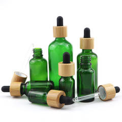 30ML 1OZ Cosmetic cCuticle Hair Essential Oil Bottles 30ml Frosted Black Glass Dropper Bottle With Bamboo Lid Top