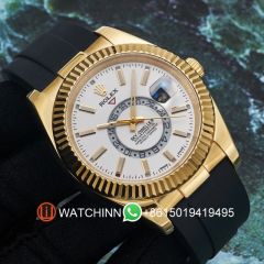 Replica Rolex Watch 3A Quality 2813 Movement 316L Steel Yellow Gold 42mm Sky Dweller Watch