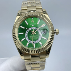 Replica Rolex Watch 3A Quality 2813 Movement 316L Steel Yellow Gold 42mm Sky Dweller Watch