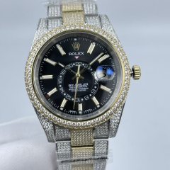 Replica Rolex Watch 3A Quality 2813 Movement 316L Steel Full Diamond 42mm Sky Dweller Watch