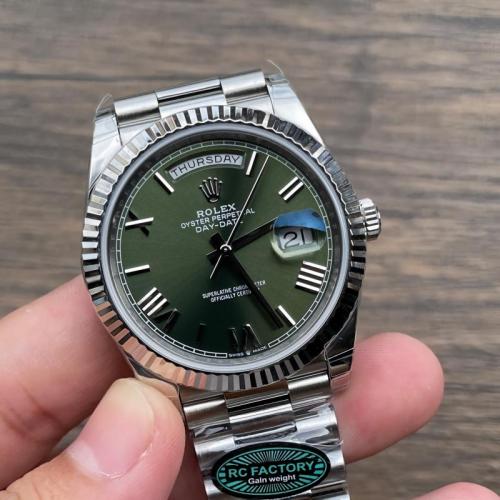 Replica Rolex Watch 3255 Clone Movement 5A Quality 210g Weight RC Factory 40mm Daydate Watch