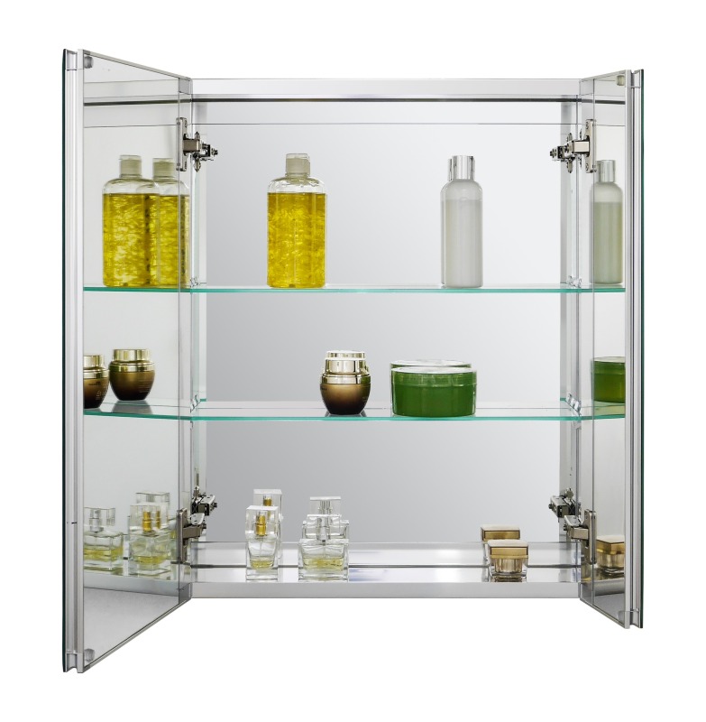 Aluminum Medicine Cabinet with Beveled  Edge Double Sided Mirror Door, Recess or Surface Mount, 20 x 24 Inch