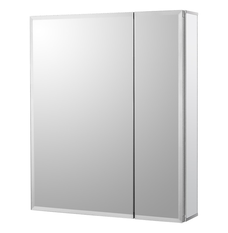 Aluminum Medicine Cabinet with Beveled  Edge Double Sided Mirror Door, Recess or Surface Mount, 20 x 24 Inch