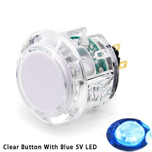 QANBA 30mm LED Arcade Buttons Illuminated Snap In Push Button With Blue LED