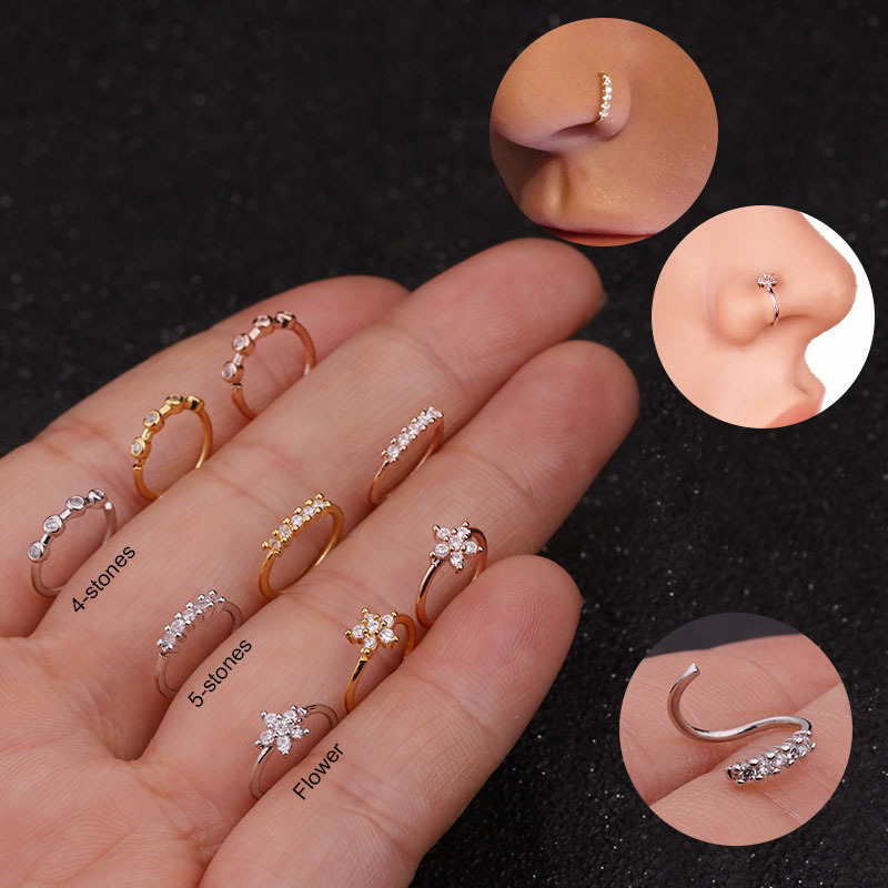 Three Colors Copper Zircon Flower Septum Piercing Distributor