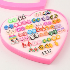 Wholesale Jewelry Adorable Heart Shape Box Cotton Kids Earrings Set